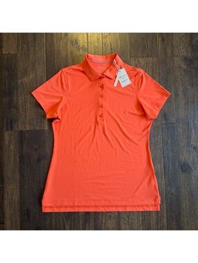 NWT Peter Millar Women S Perfect Fit Performance Golf Polo Orange Vermillion